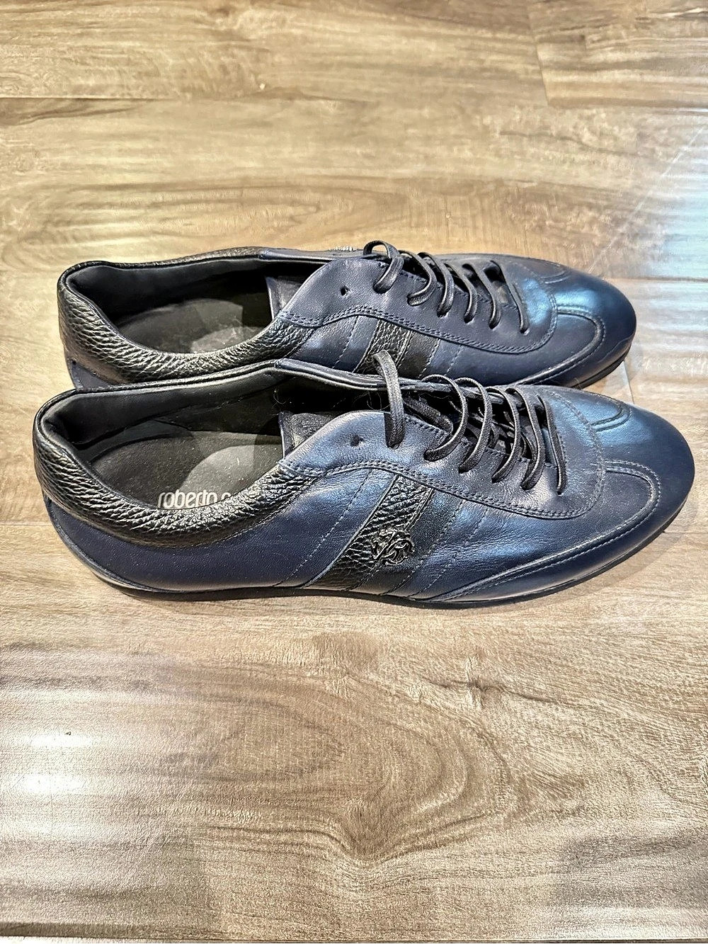 Roberto Cavalli Leather Sneakers Blue EU 42